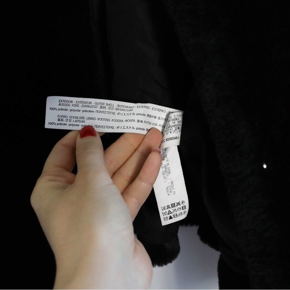 Zara TRF faux fur teddy bomber jacket furry soft short coat black trendy cozy - Picture 5 of 7